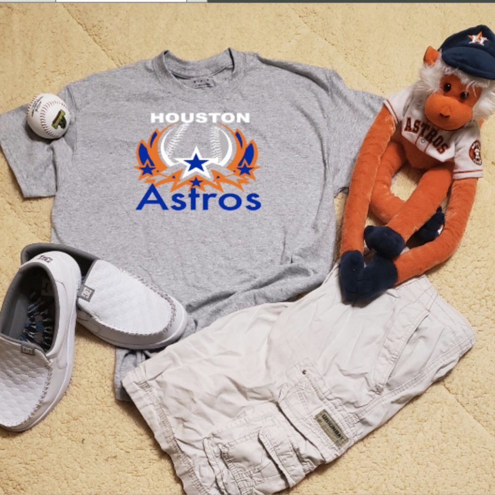 Houston Astros Baseball Custom Star Black Tshirt M